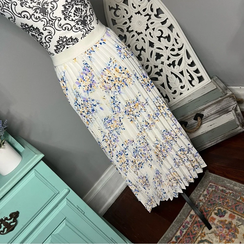 Vince Camuto Boho Pleated Floral Pull On Skirt Size XXL Wedidng Guest - Picture 7 of 11